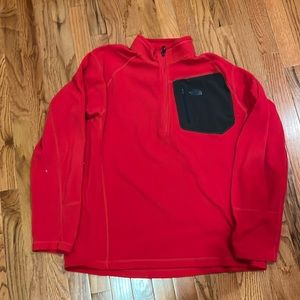 Men’s red North Face 1/4 zip